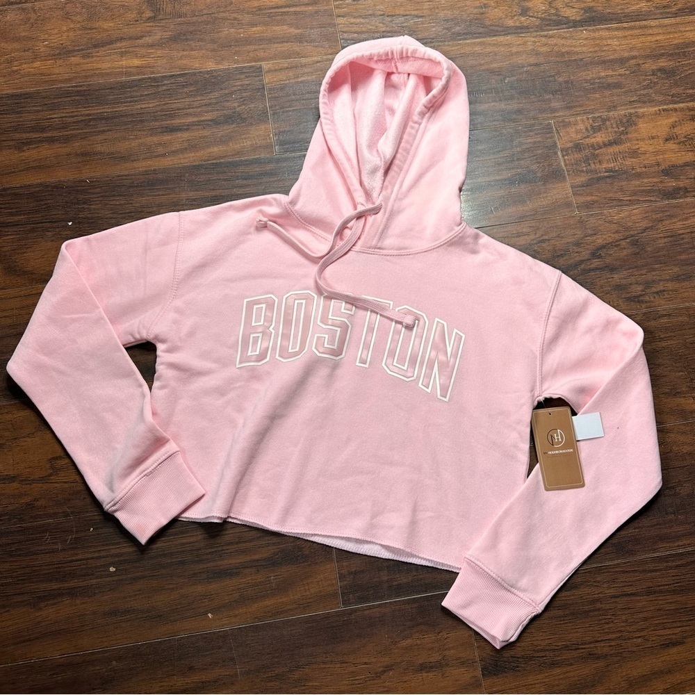 My Neighborhoodie Pink Cropped Boston Hoodie Sweatshirt